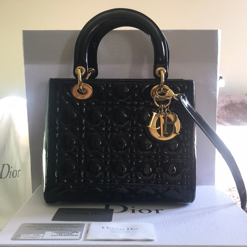 Medium Lady Dior Handbag in Black - Picture 3 of 8